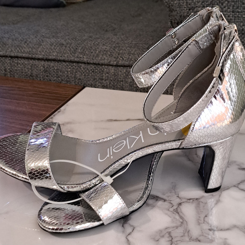 Calvin Klein Women's Silver Heeled Sandals